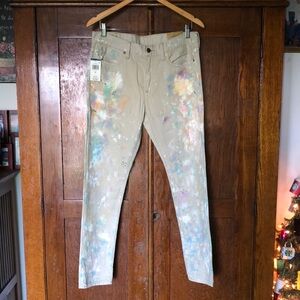 Polo Ralph Lauren Astor Boyfriend Jeans Khaki Paint Splatter Size 28 Women’s